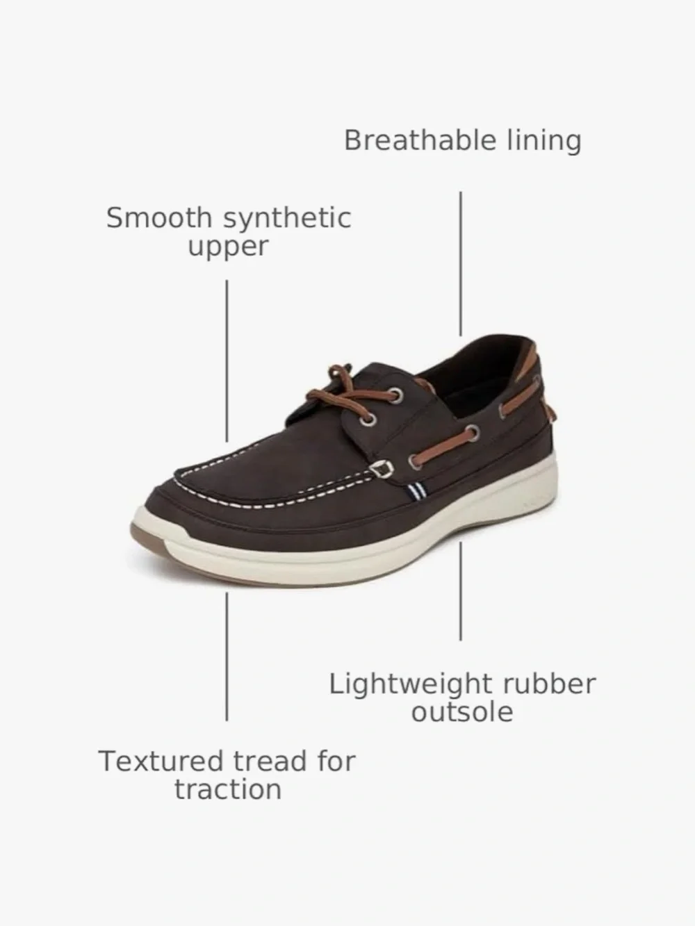 Nautica Men's Zapatos Lace-Up Moccasin Boat Shoes in Brown Size 8 Cushion Relief